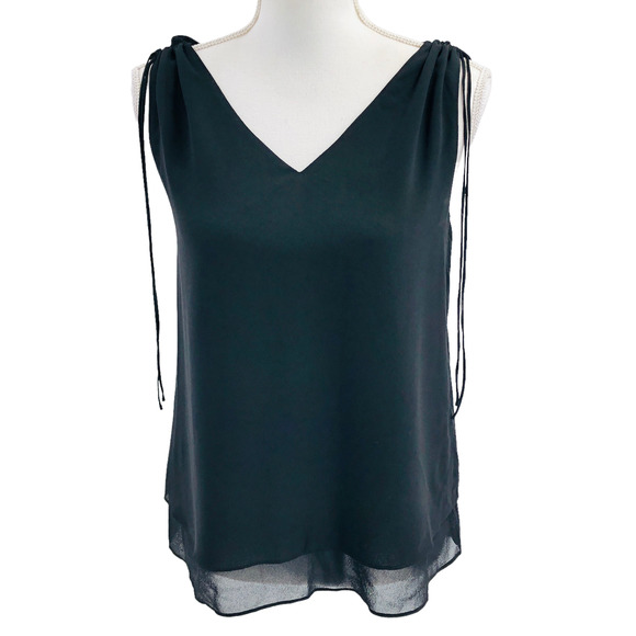 Naked Zebra NEW Womens Size Small Ruched Sleeveless Chiffon Blouse in Black - Picture 1 of 7